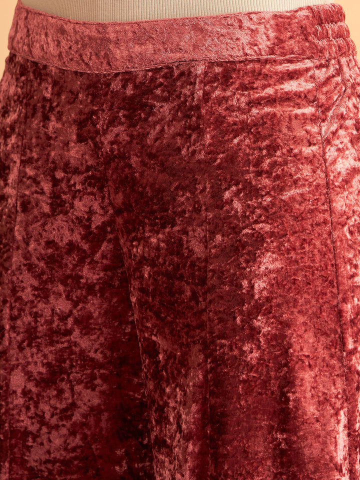 Pink Velvet Palazzo Pants-Shae by SASSAFRAS