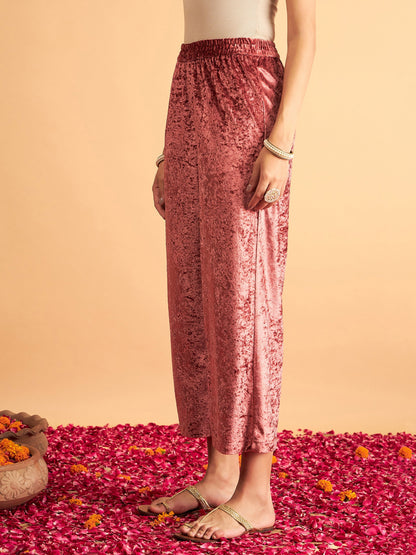 Pink Velvet Straight Pants
