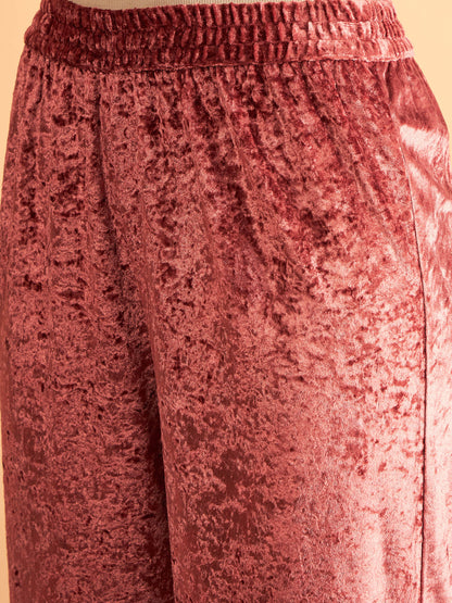 Pink Velvet Straight Pants