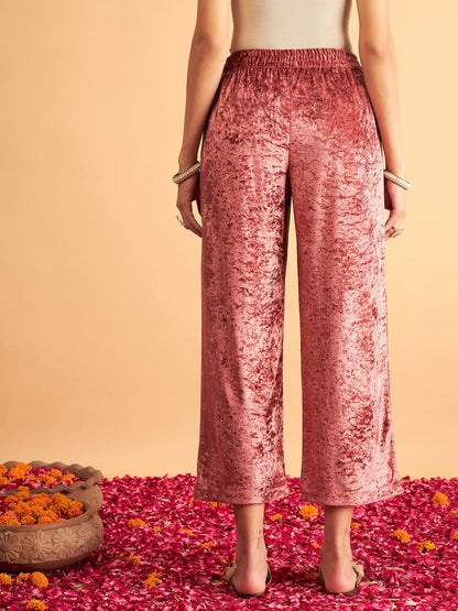Pink Velvet Straight Pants