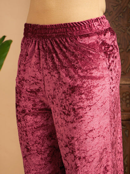 Pink Velvet Straight Pants