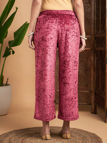 Pink Velvet Straight Pants