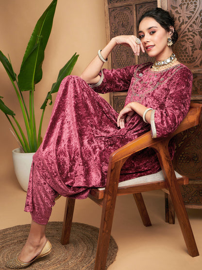 Pink Velvet Straight Pants