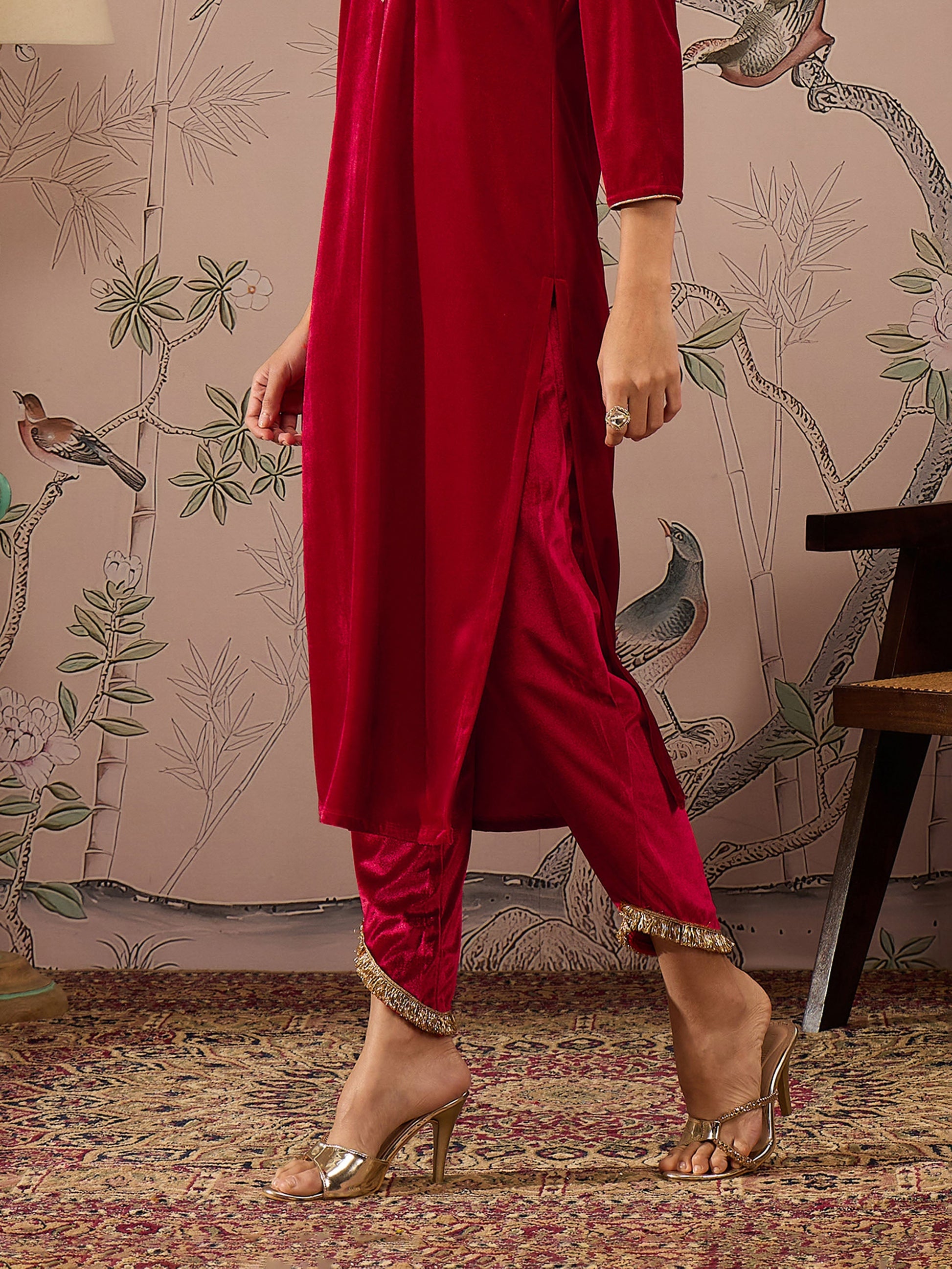 Red Velvet Tulip Pants -Shae by SASSAFRAS