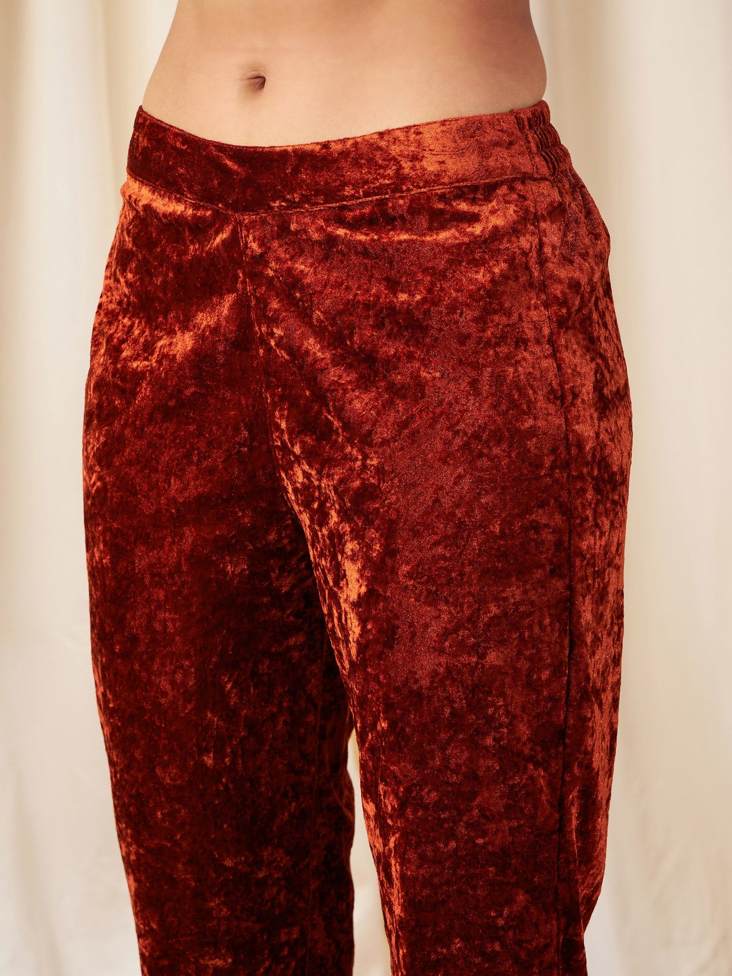 Rust Velvet Pencil Pants
