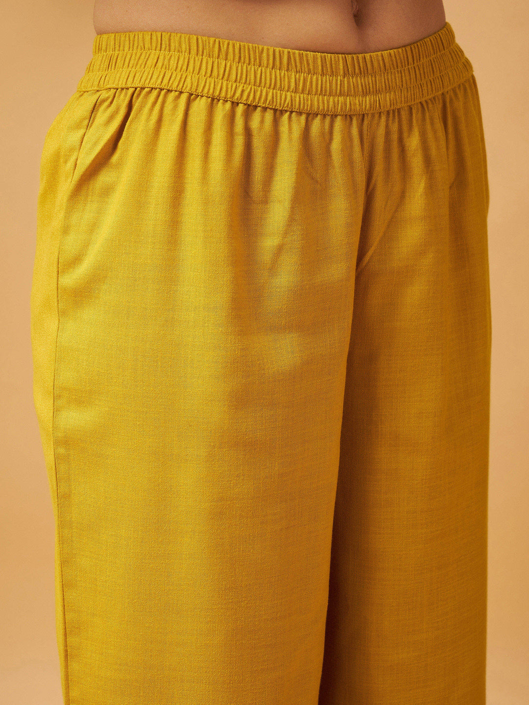 Mustard Embroidered Gathered Top With Palazzos-Shae by SASSAFRAS