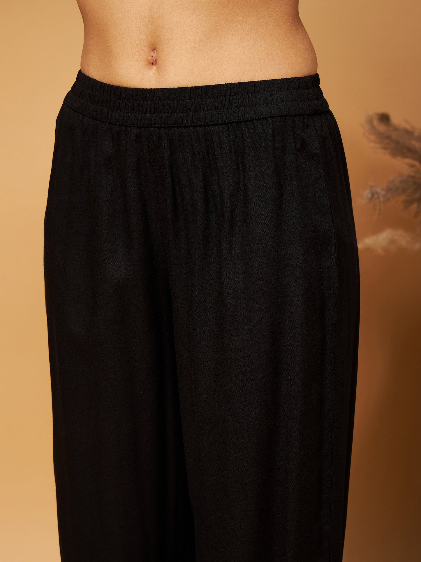 Black Mirror Work Embroidered Top With Palazzos