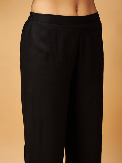 Black Gota Embroidered Kurta with Pants