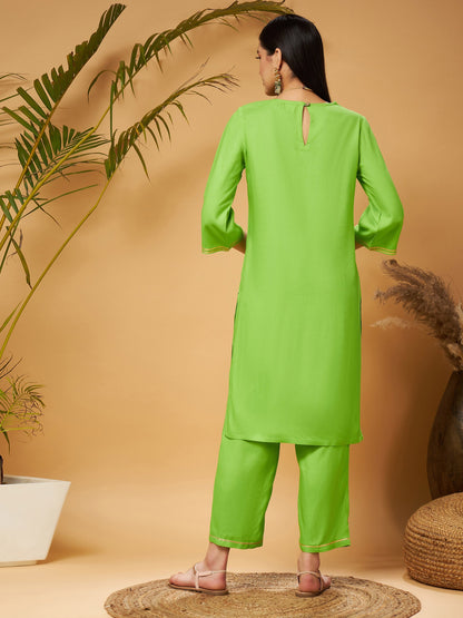 Green Gota Embroidered Kurta with Pants