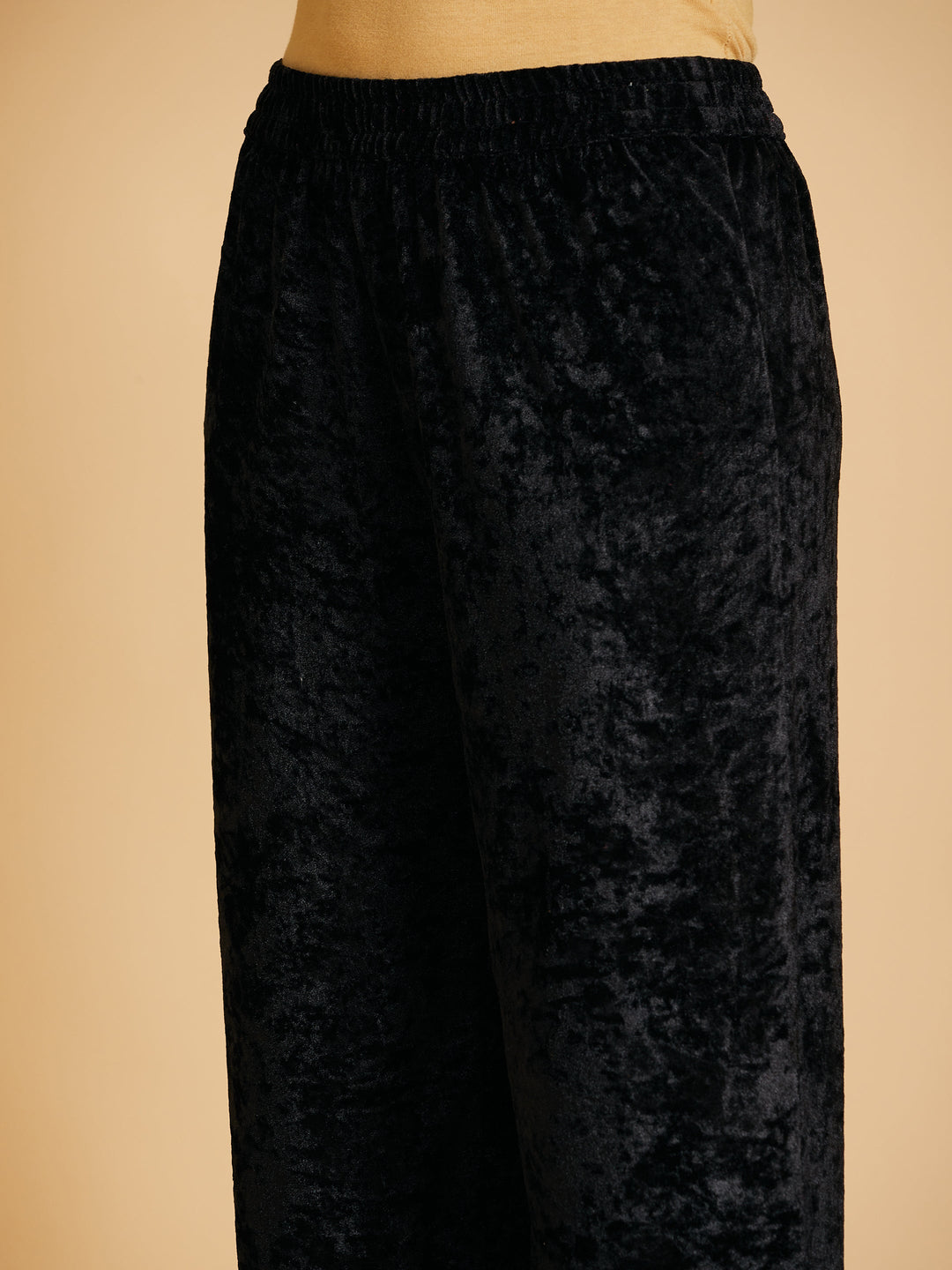 Black Velvet Embroidered Dress With Pants-Shae by SASSAFRAS
