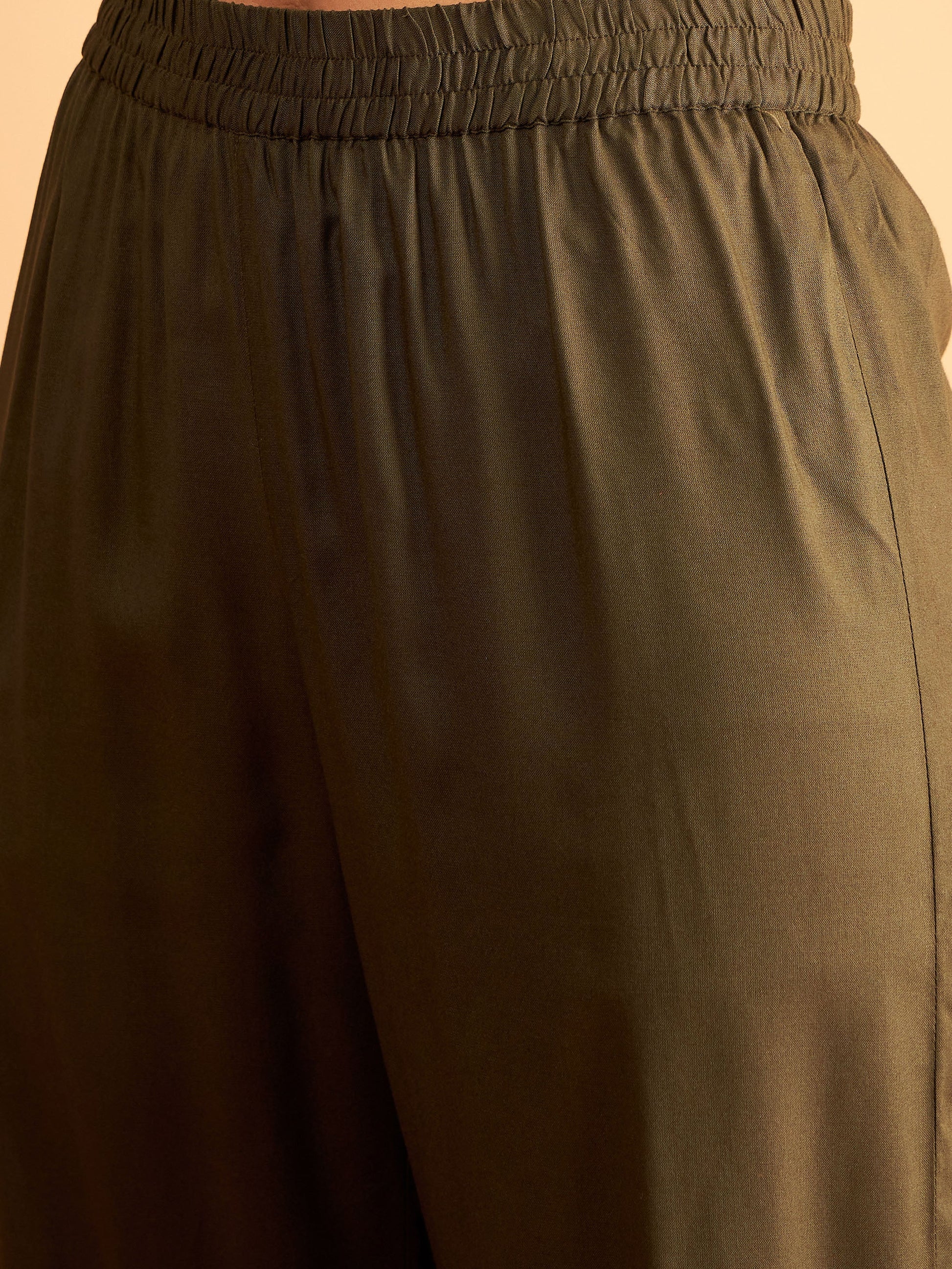 Olive Sleeves Embroidered Shirt With Pants-Shae by SASSAFRAS