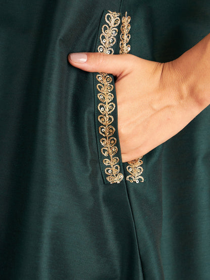 Emerald Zari Embroidered Collar Shirt With Pants
