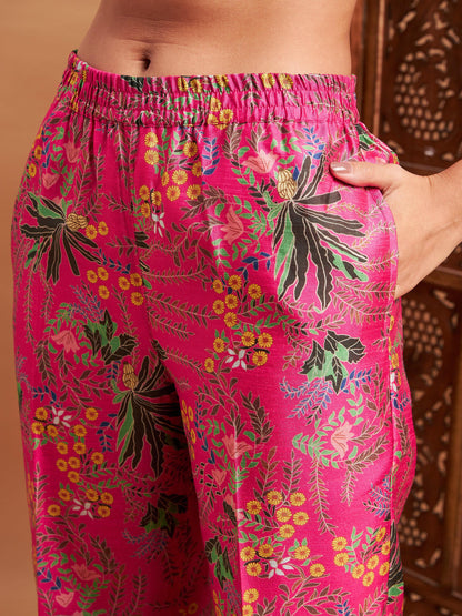 Pink Floral Blazer With Straight Pants-Shae by SASSAFRAS