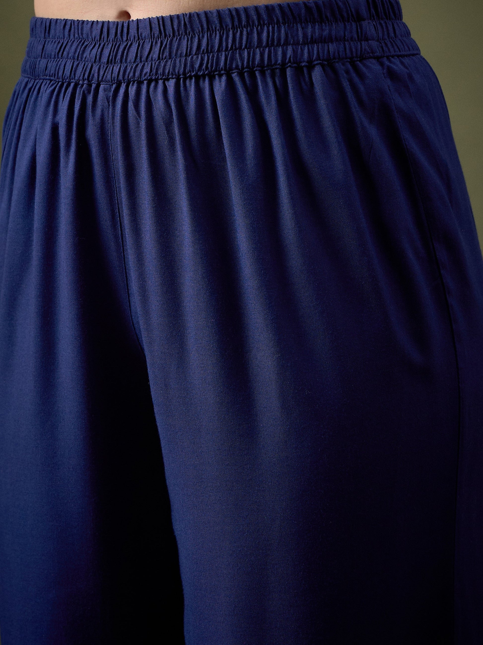 Royal Blue All Over Embroidered Shirt With Palazzos-Shae by SASSAFRAS