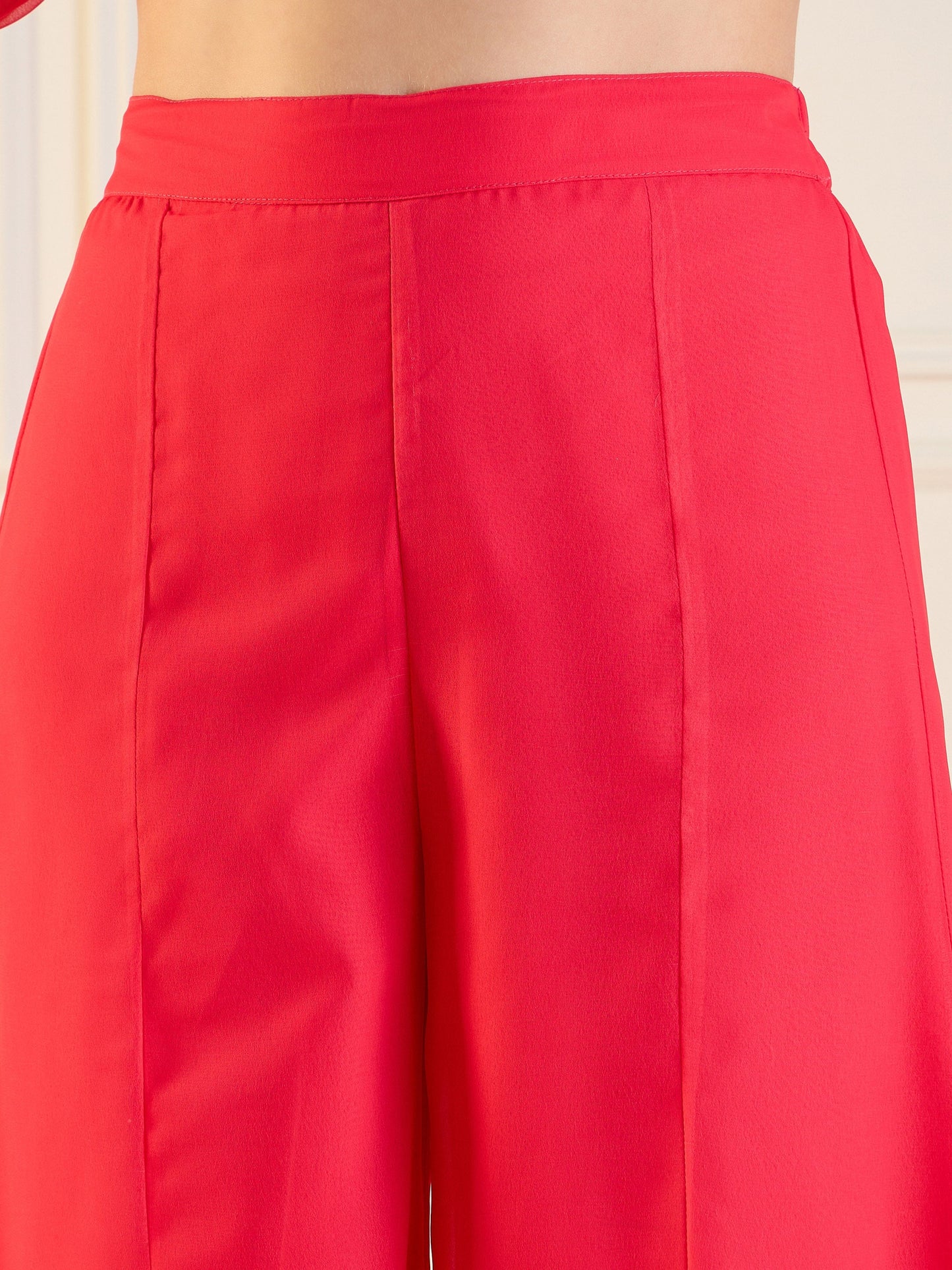 Fuchsia Floral Peplum Top With Flared Pants