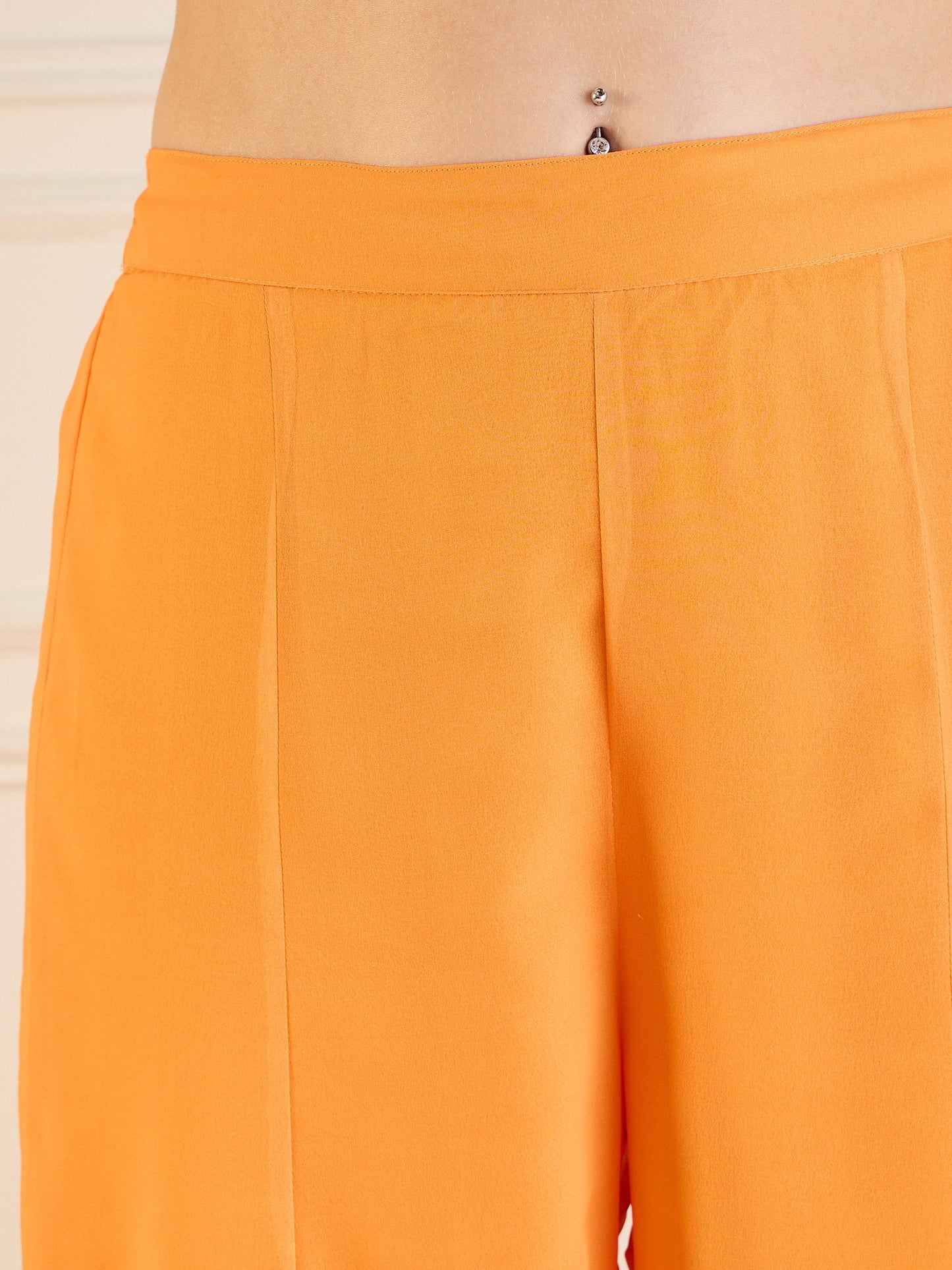 Mustard Printed Cape With Flared Pants & Crop Top