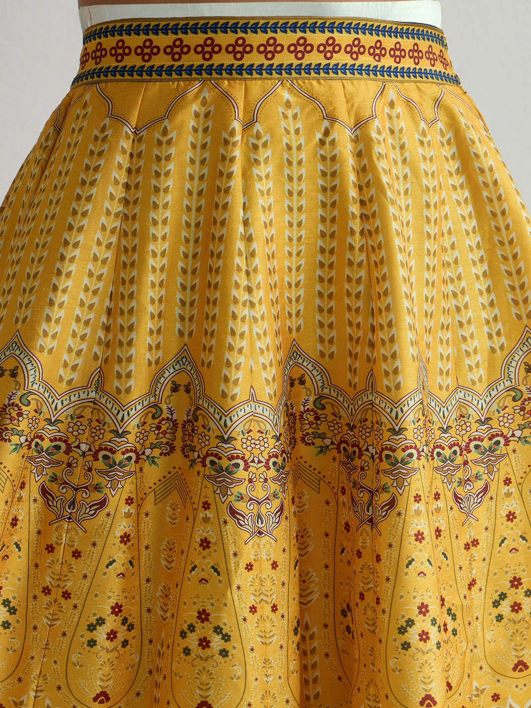 Yellow &amp; Blue Floral Blazer Top With Anarkali Skirt -Shae by SASSAFRAS