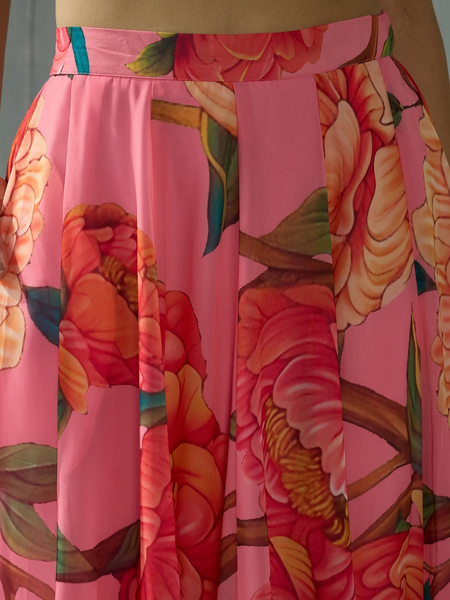 Green Sequence Blouse With Anarkali Skirt