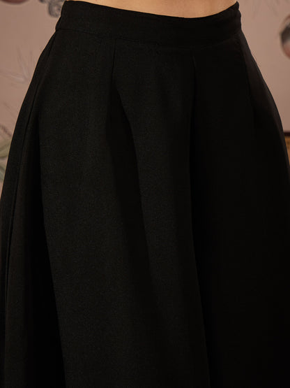 Black Sequins Peplum Top With Flared Pants -Shae by SASSAFRAS