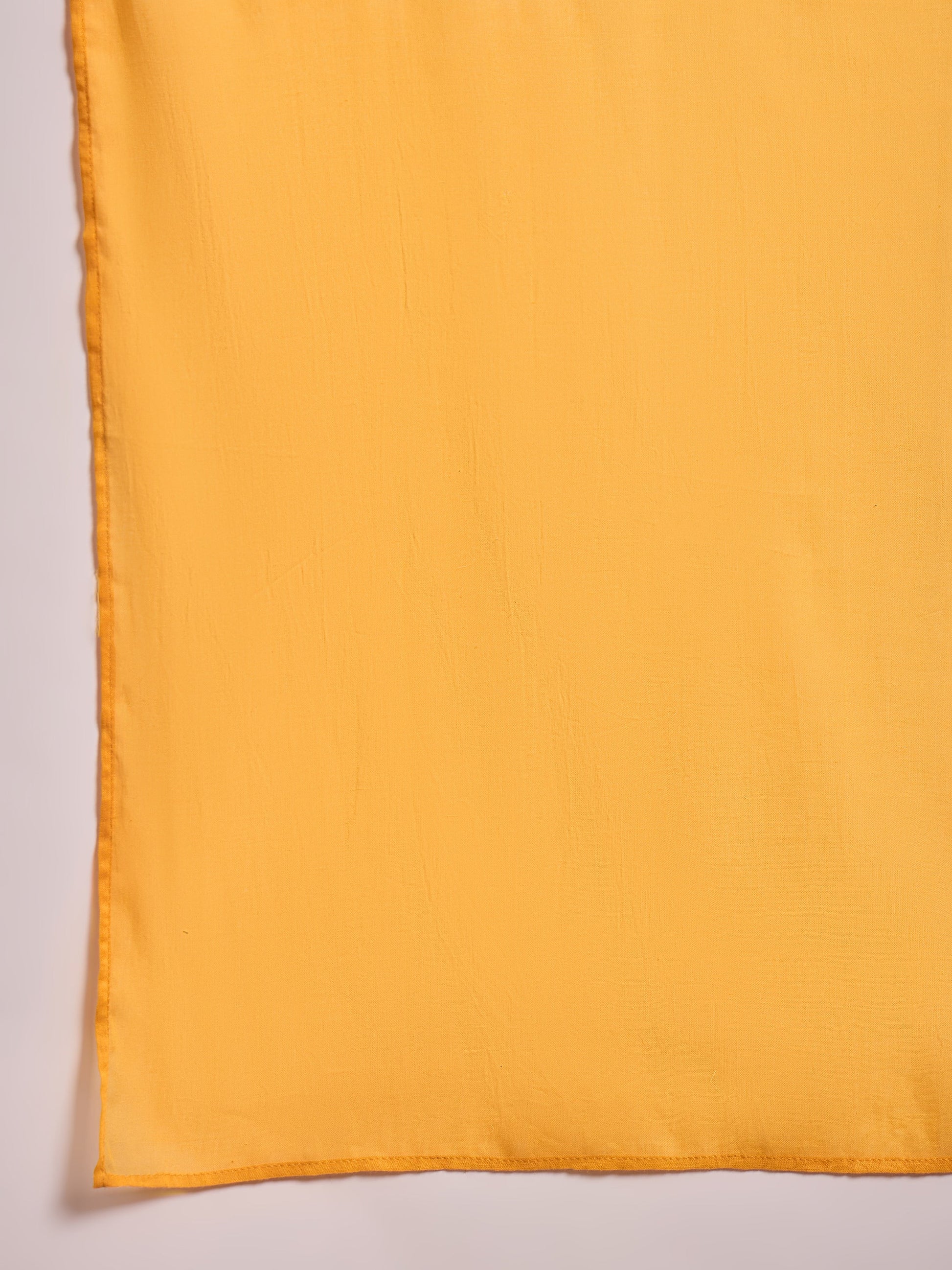 Yellow Floral Cambric V Neck Kurta With Pencil Pants & Dupatta-Shae by SASSAFRAS