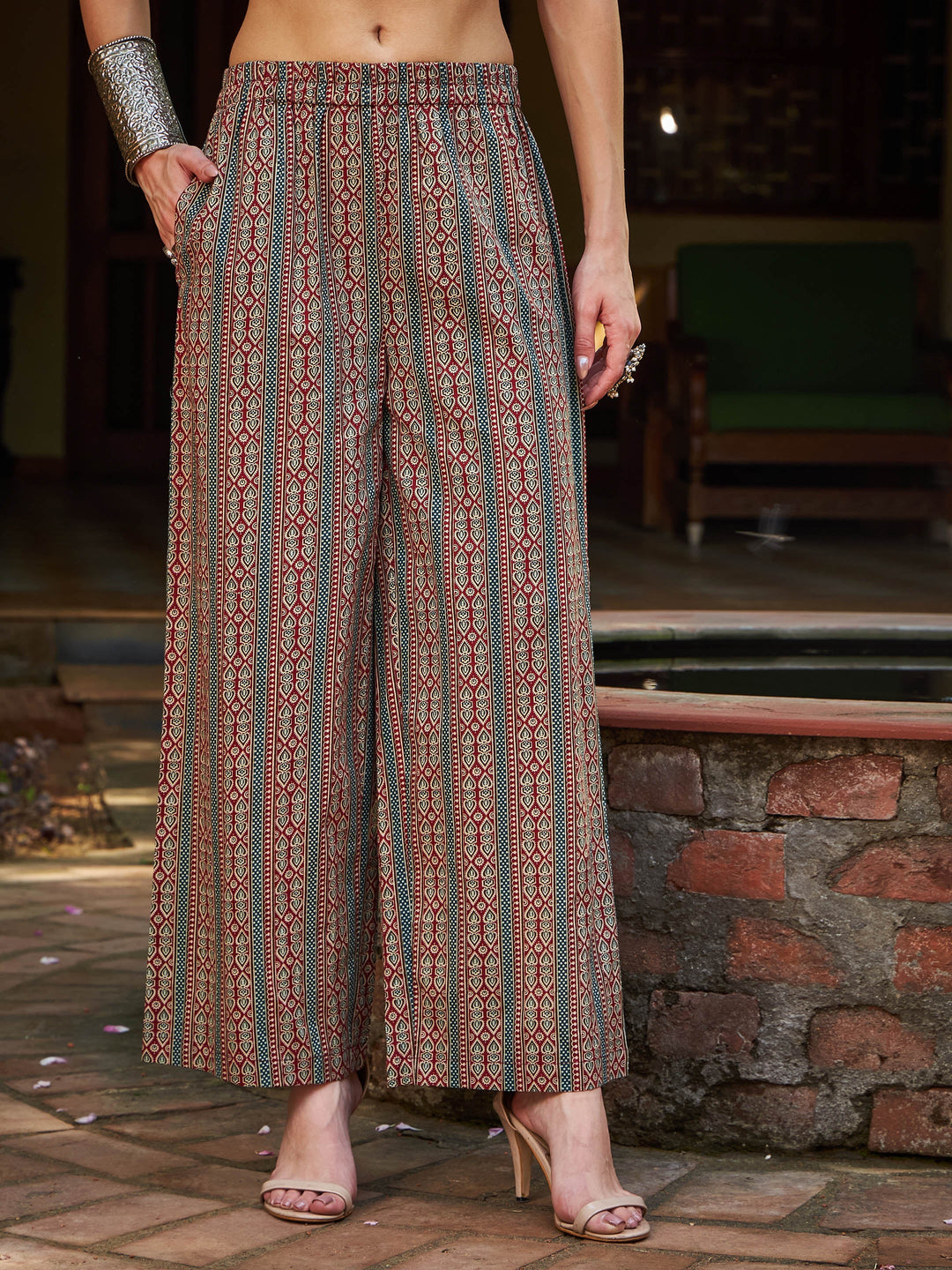 Maroon Floral Straight Kurta With Pants &amp; Dupatta-Shae by SASSAFRAS