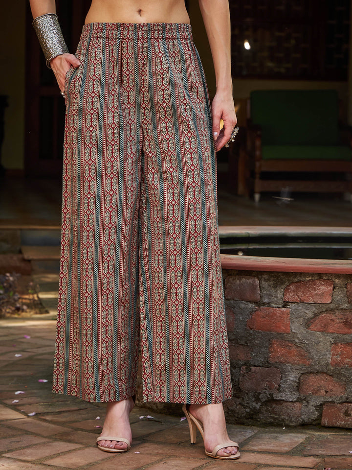 Maroon Floral Straight Kurta With Pants &amp; Dupatta-Shae by SASSAFRAS