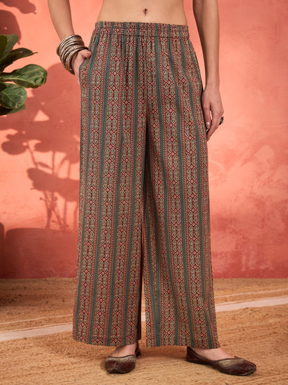 Maroon Floral Front Slit Kurta With Pencil Pants & Dupatta-Shae by SASSAFRAS