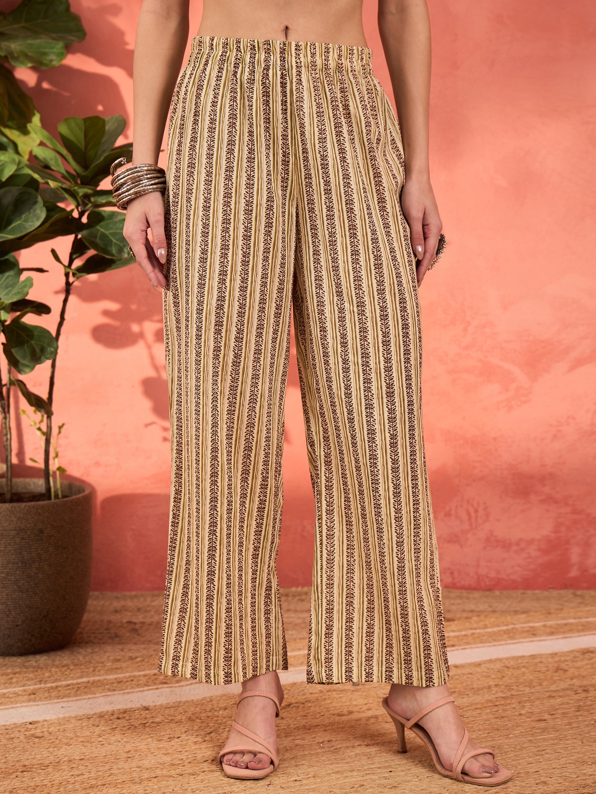 Off White & Green Floral Anarkali Kurta With Pencil Pants & Dupatta-Shae by SASSAFRAS