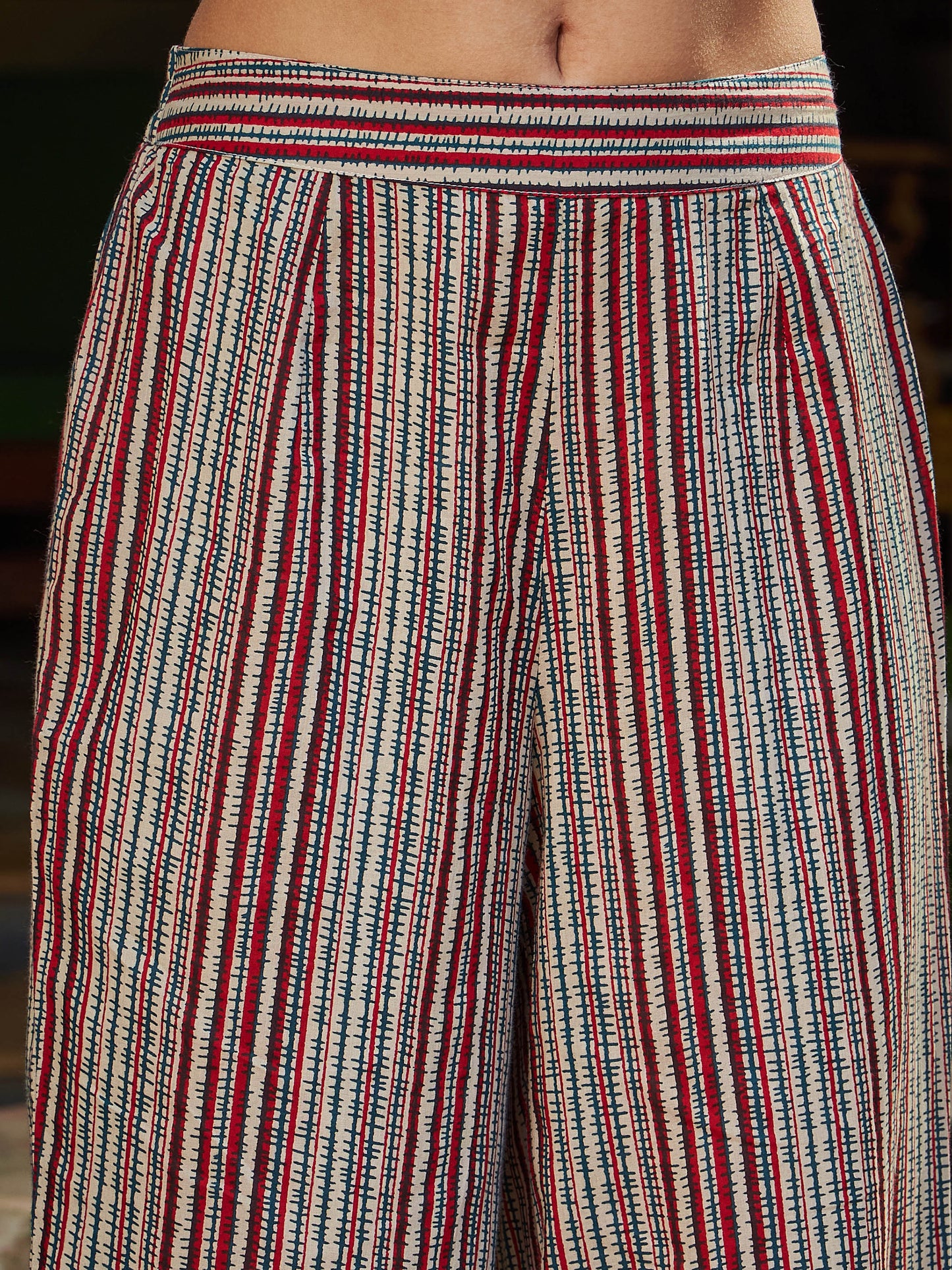 Maroon Geometric Print V Neck Kurta With Pencil Pants & Dupatta-Shae by SASSAFRAS