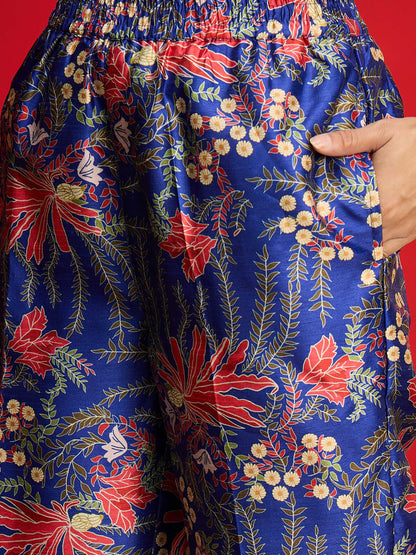 Navy Floral Blazer With Tapered Pants