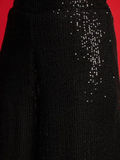 Black Sequence Top With A Line Palazzo