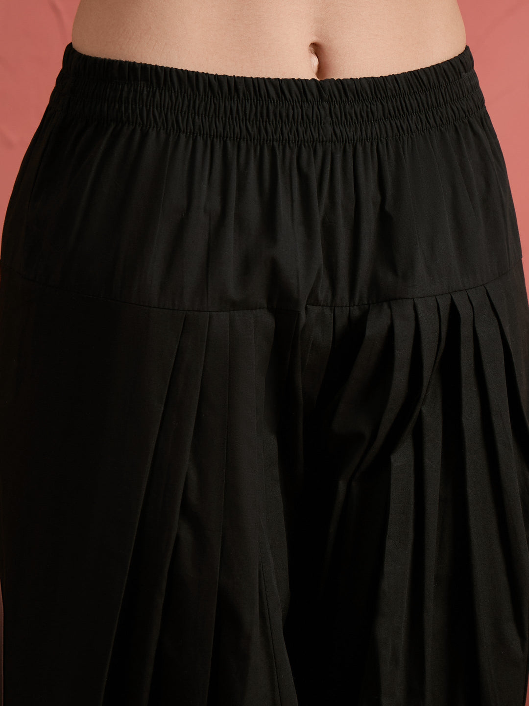 Black Embroidered Short Kurta With Farshi Salwar
