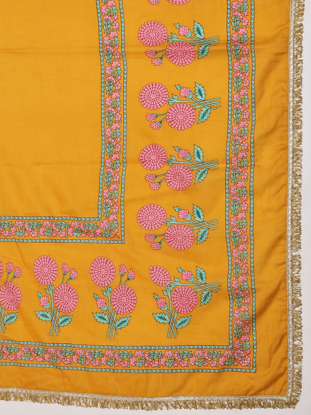 Women Yellow Embroidered Crop Top With Anarkali Skirt &amp; Dupatta