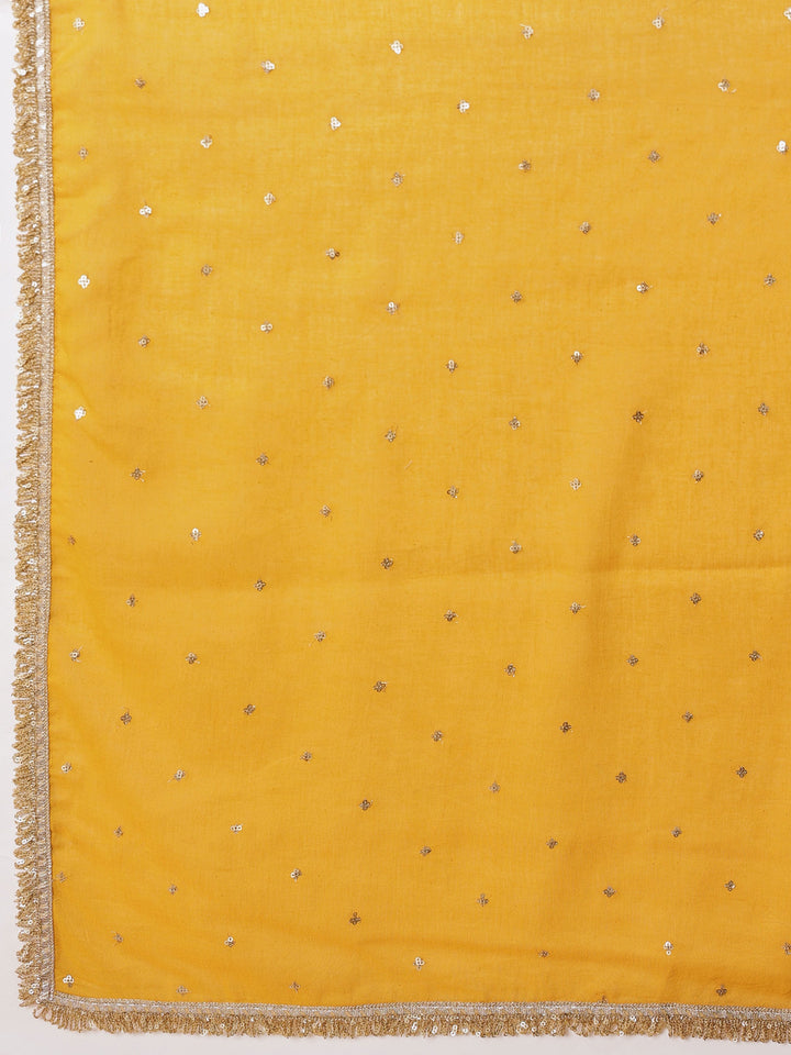 Women Yellow Embroidered Short Kurta With Sharara Pants &amp; Dupatta