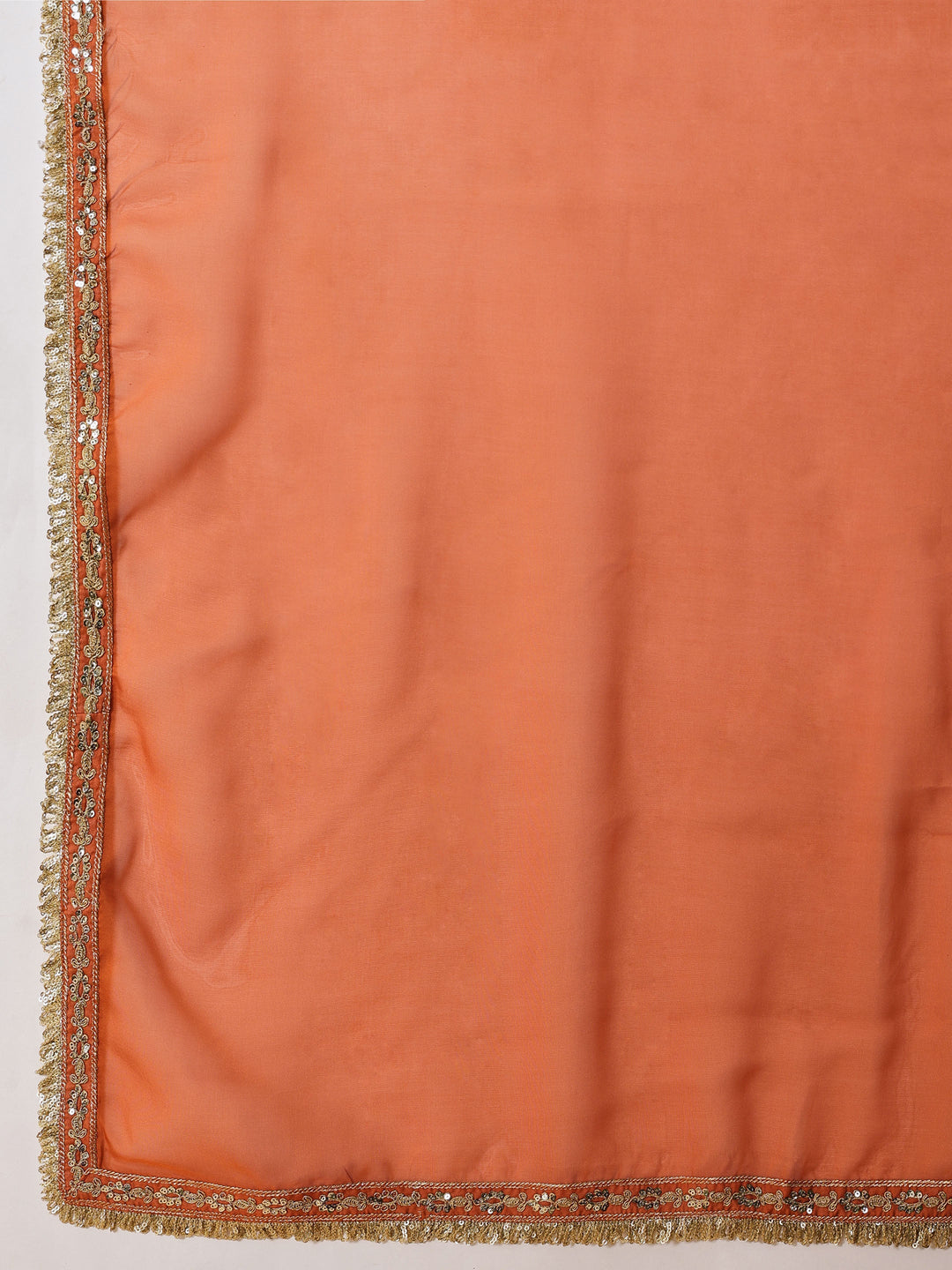 Women Orange Embroidered Short Kurta With Farshi Salwar &amp; Dupatta