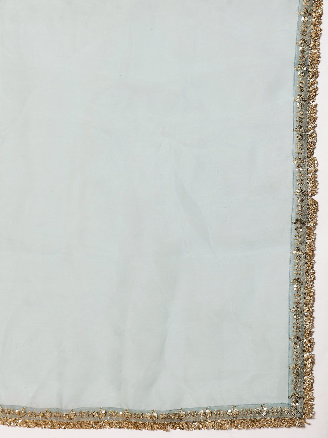Women Pista Green Embroidered Short Kurta With Farshi Salwar &amp; Dupatta
