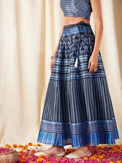Indigo Kali Chevron Anarkali Skirt