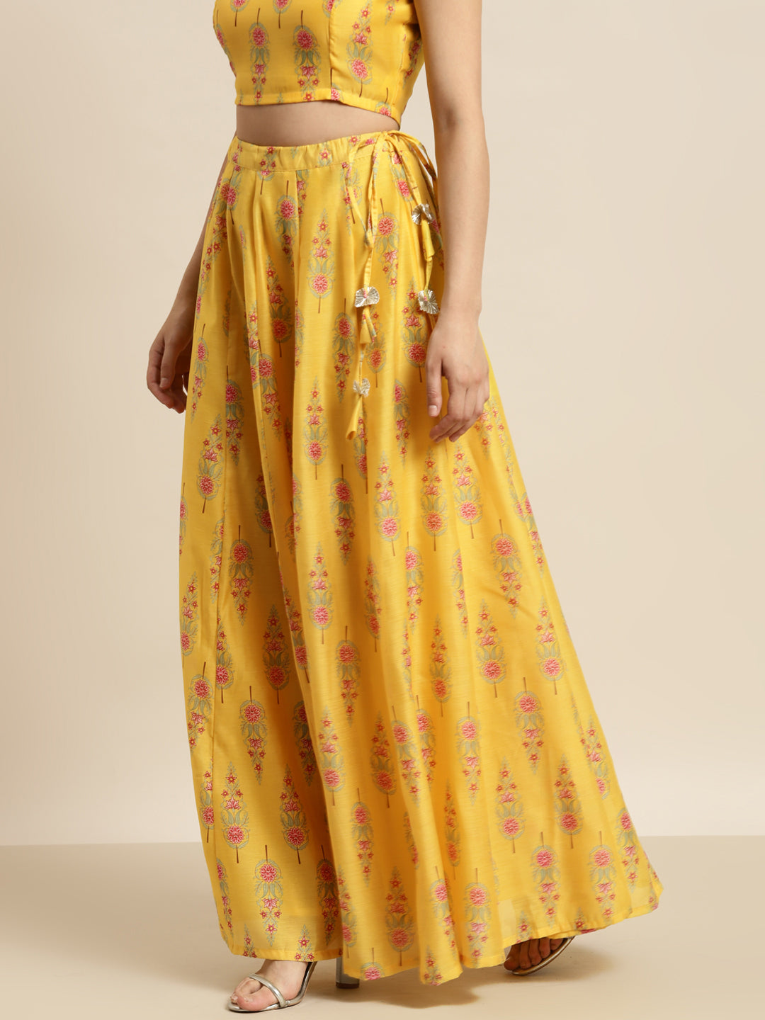 Women Yellow Floral Anarkali Skirt