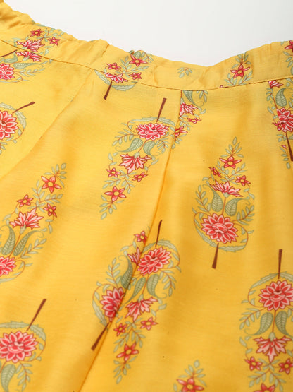 Women Yellow Floral Anarkali Skirt