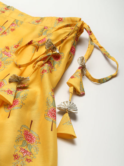 Women Yellow Floral Anarkali Skirt