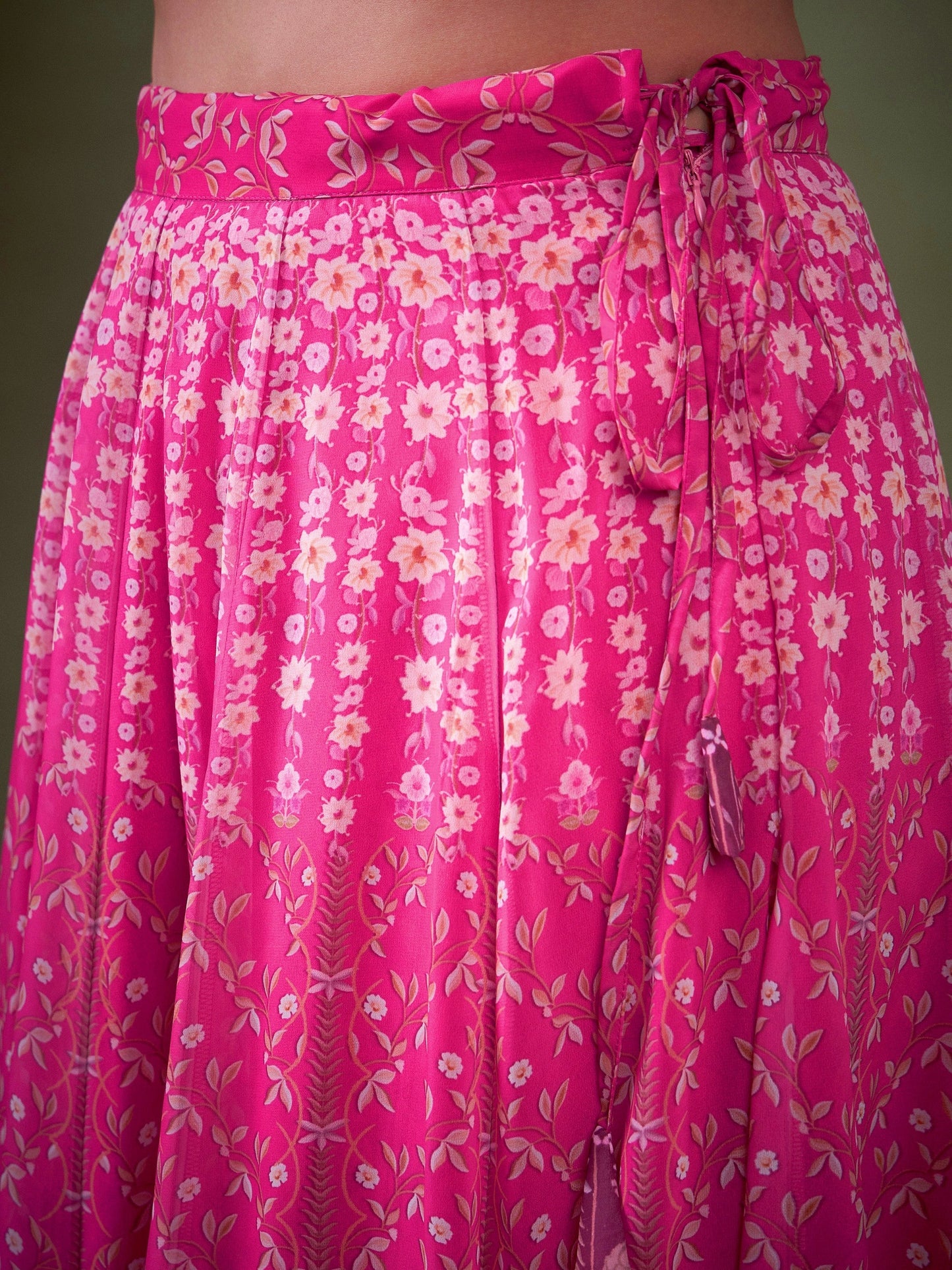 Pink Floral Anarkali Skirt