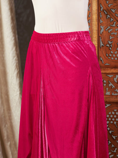 Fuchsia Velvet Dhoti Skirt
