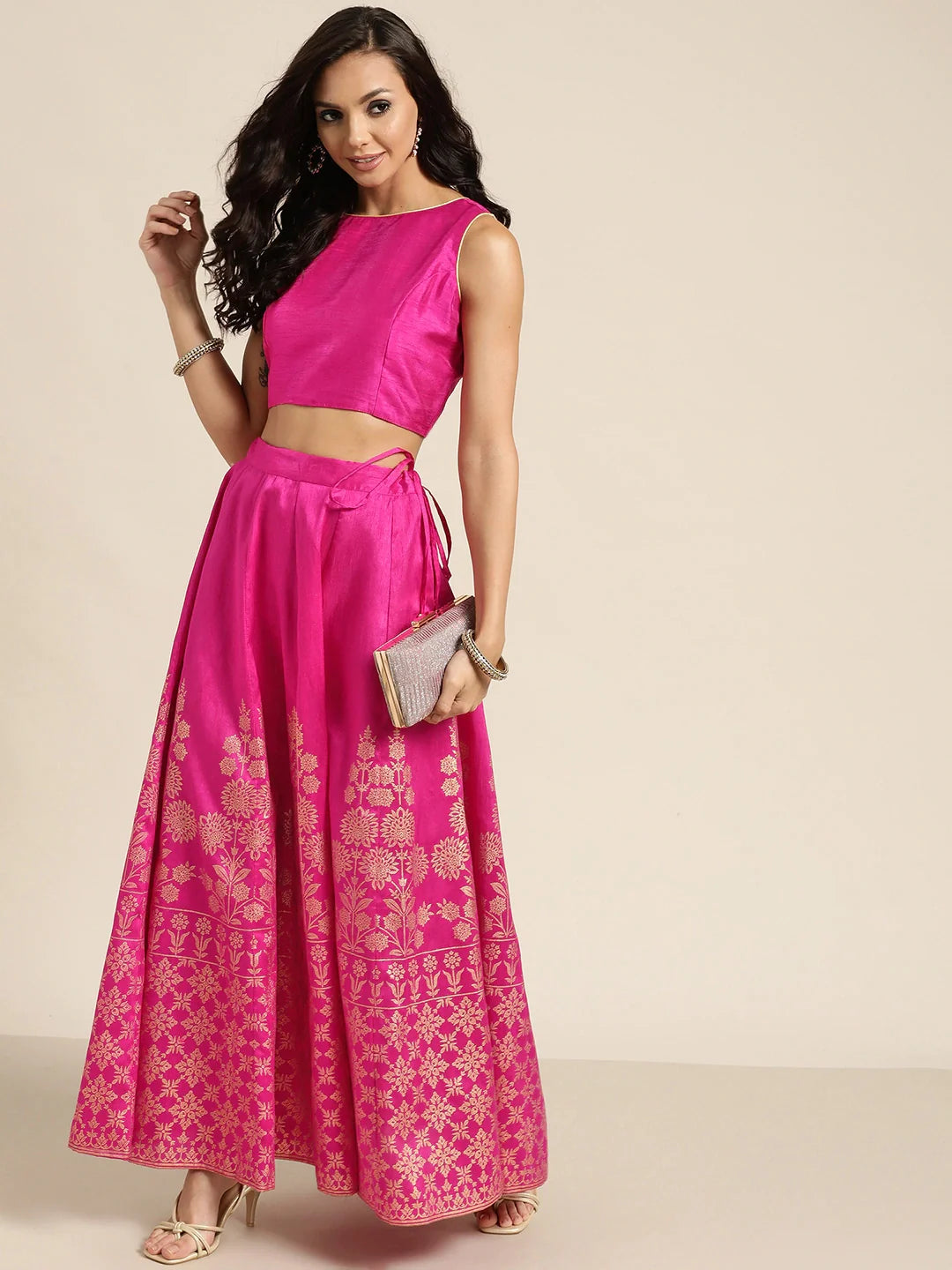 Fuchsia Sleeveless Crop Top