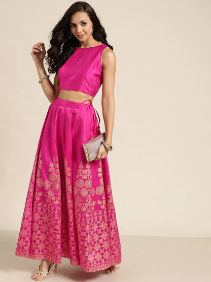 Fuchsia Sleeveless Crop Top