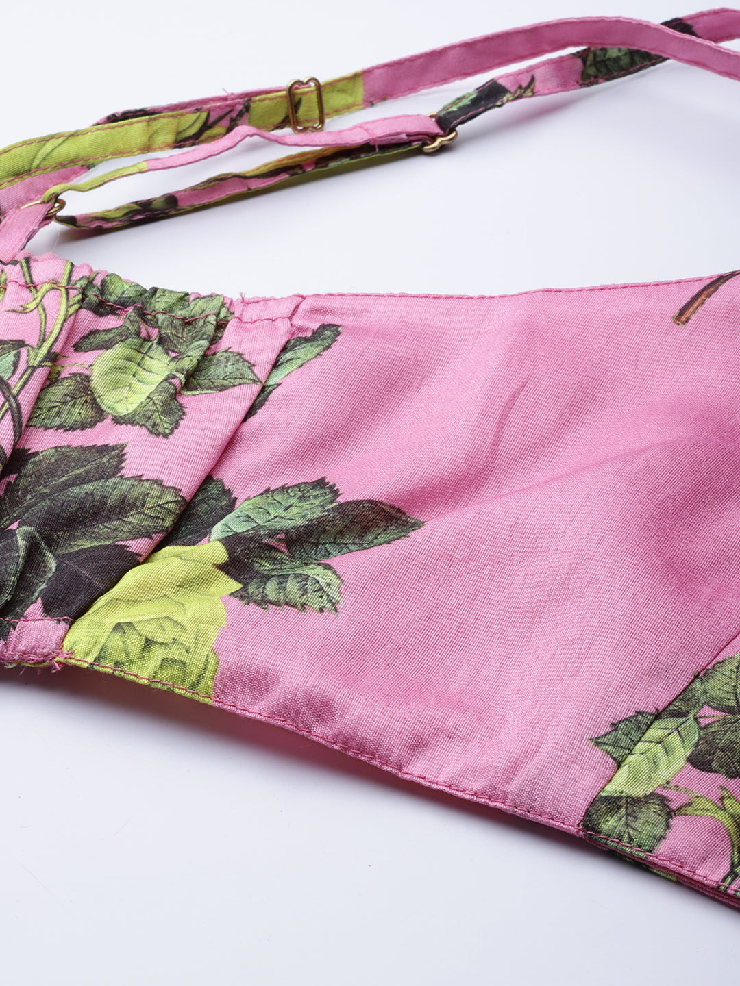 Pink Floral Strappy Crop Top