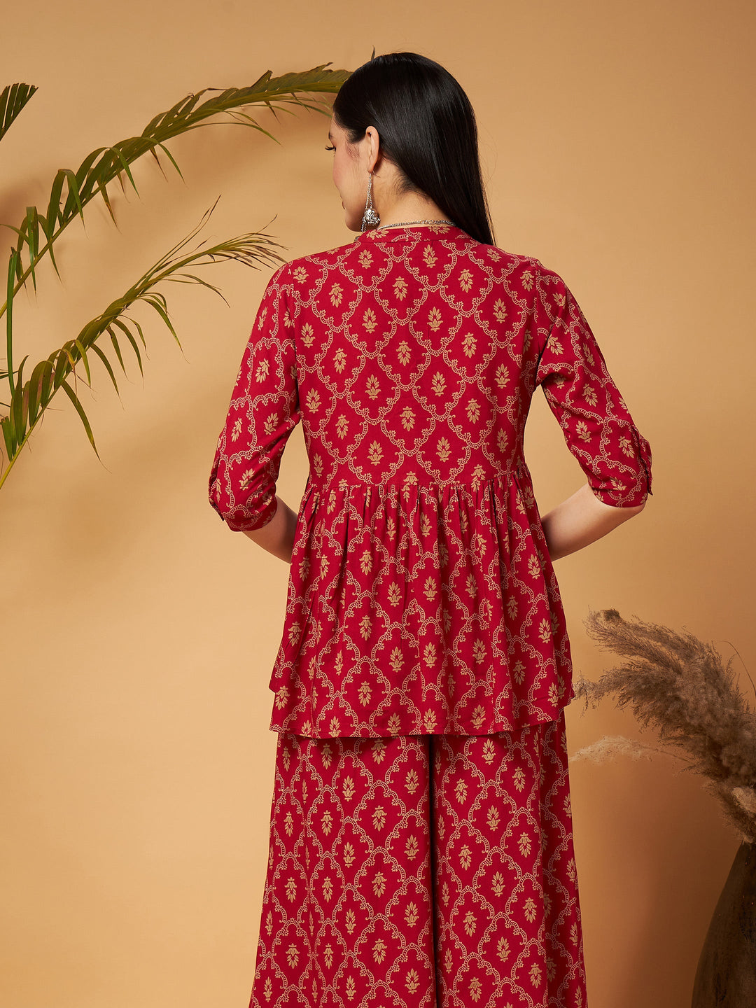 Maroon Front Button Gathered Top-Shae by SASSAFRAS