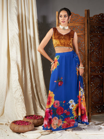 Mustard Velvet Sleeveless Crop Top