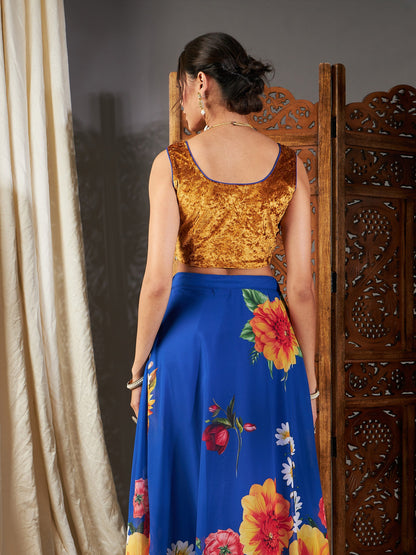 Mustard Velvet Sleeveless Crop Top
