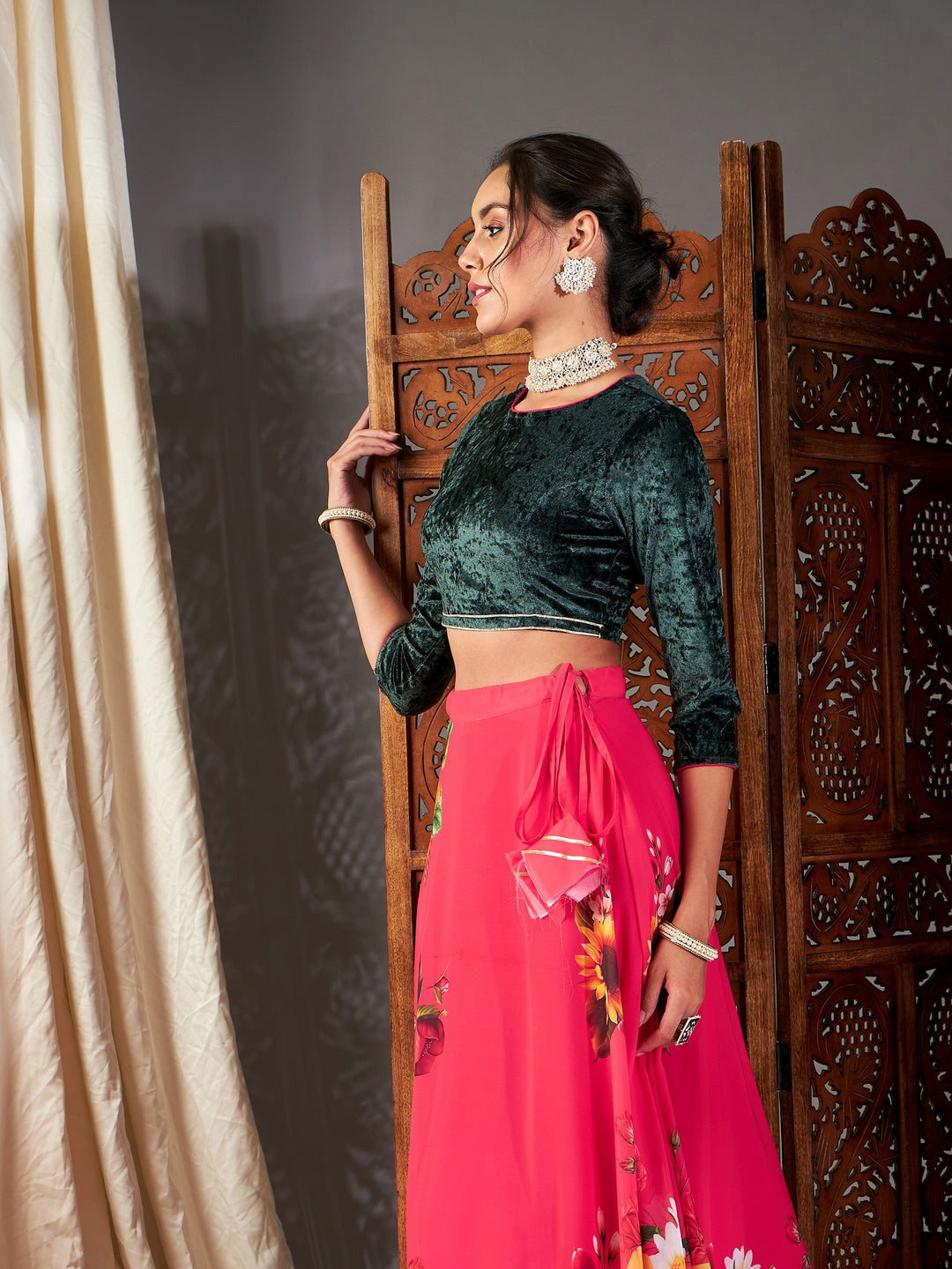 Emerald Green Velvet Crop Top-Shae by SASSAFRAS