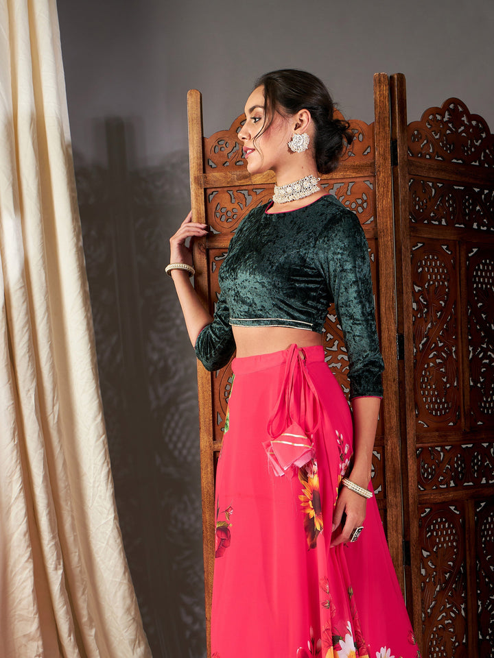 Emerald Green Velvet Crop Top-Shae by SASSAFRAS